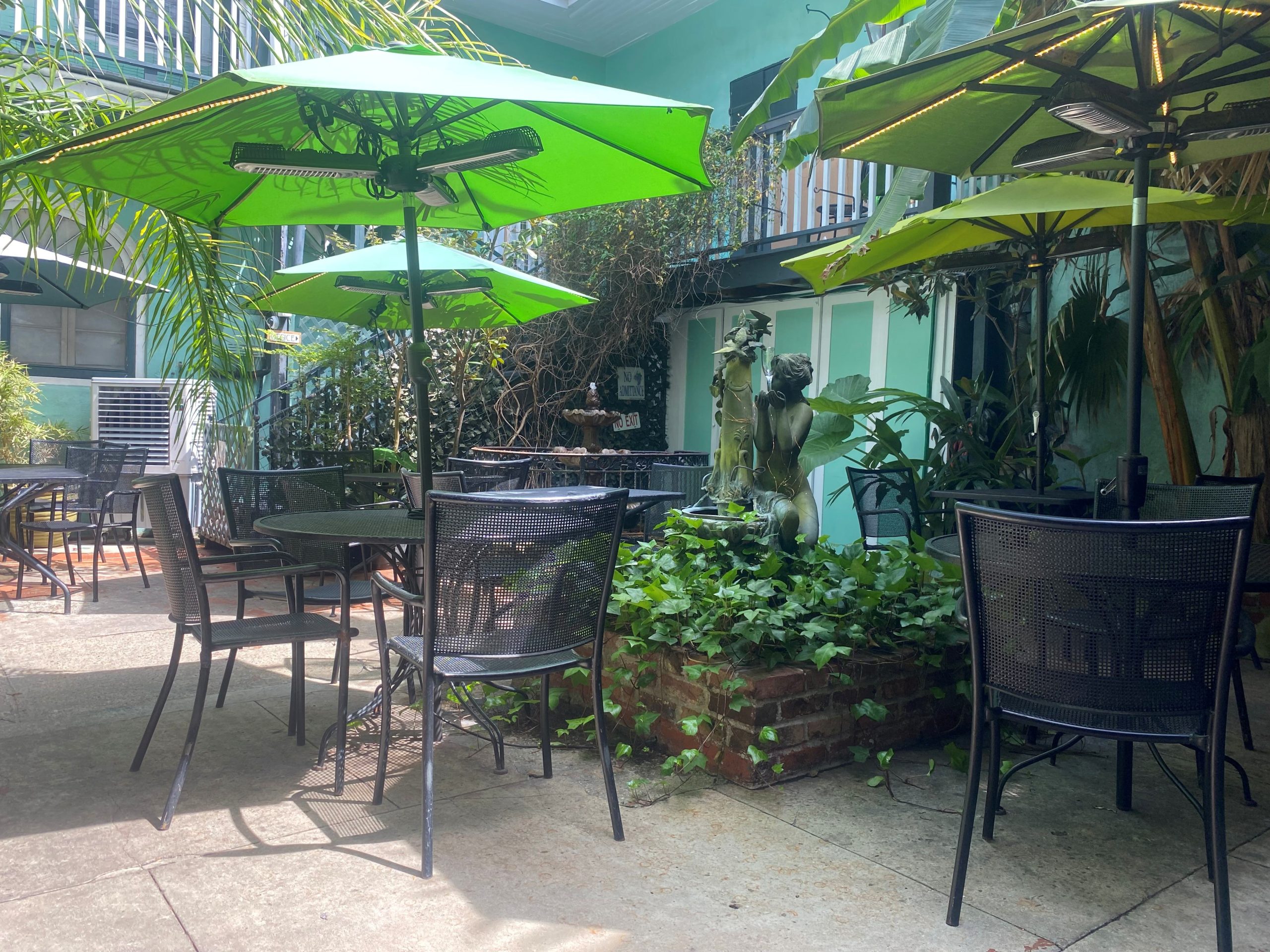 Enjoy outdoor dining in our secluded courtyard, equipped with both fans and heaters to accommodate most